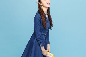 修身长袖牛仔连衣裙女